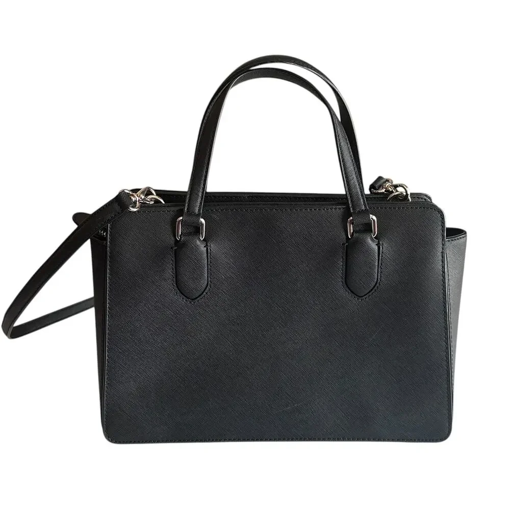 Kate Spade Reese Satchel Black Leather Purse Handbag Crossbody Laurel Way Bag